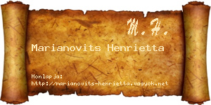 Marianovits Henrietta névjegykártya